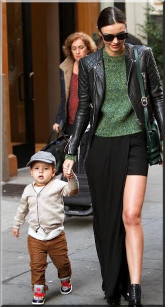 Looks like her son is a miniature model in the making. What a stylish little guy.