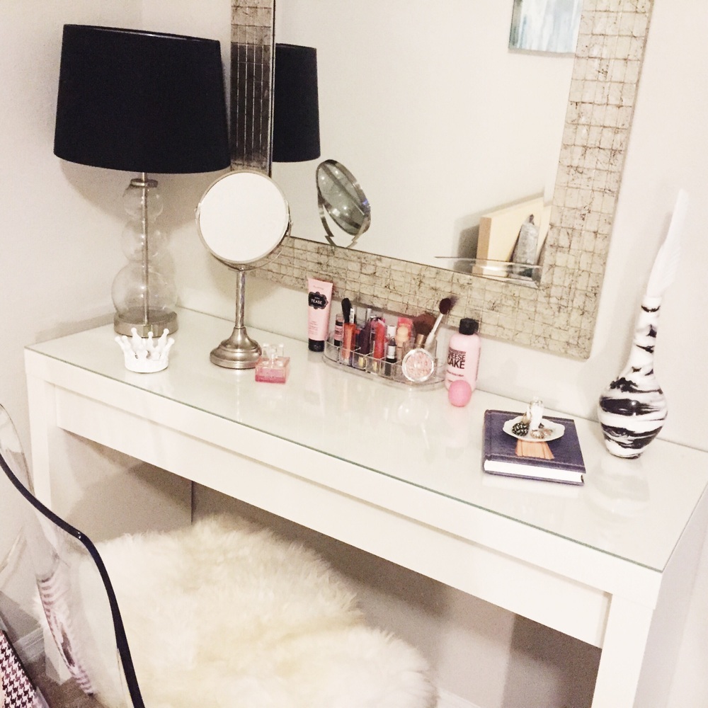 I finally got a vanity, which means no more smashed up makeup!