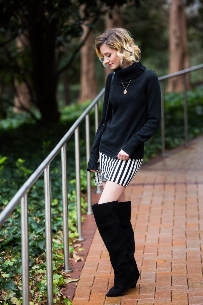 How to Tastefully Wear a Mini Skirt and Over the Knee Boots on Linn Style
