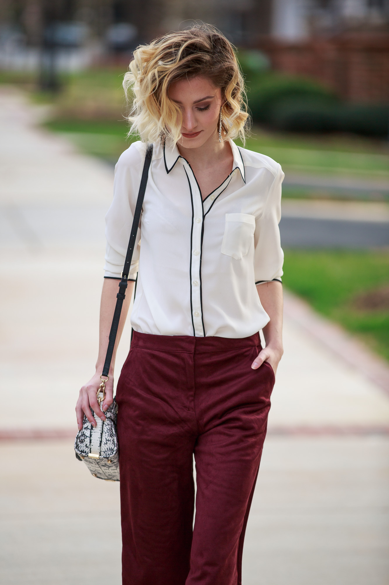 Fashion Blogger Jessica Linn wearing Forever21 and Express paired with a Coach Bag and ASOS heels