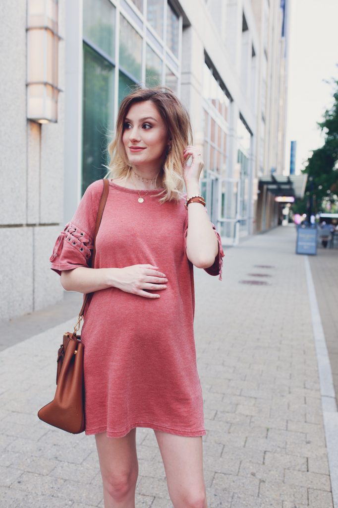 Lace-up Sleeve Sweater Dress - Fall Transition Outfit Inspiration