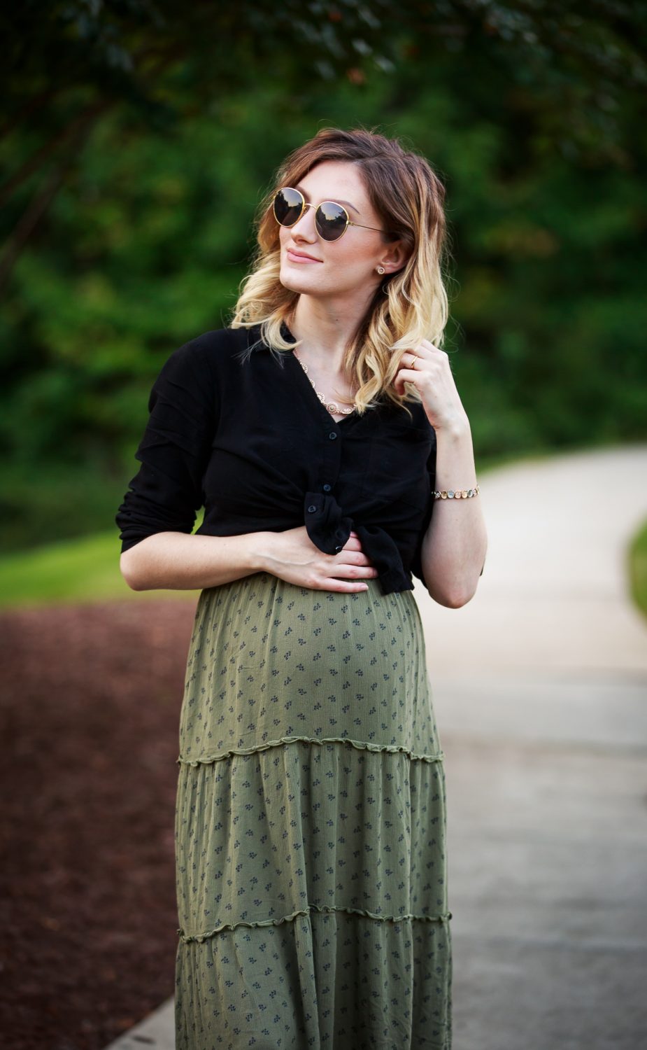 High-Waisted Maternity Style - Styling A Non-Maternity Maxi Skirt