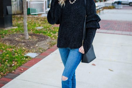 Chenile Ruffle Sleeves on. North Carolina lifestyle and fashion blogger Jessica Linn