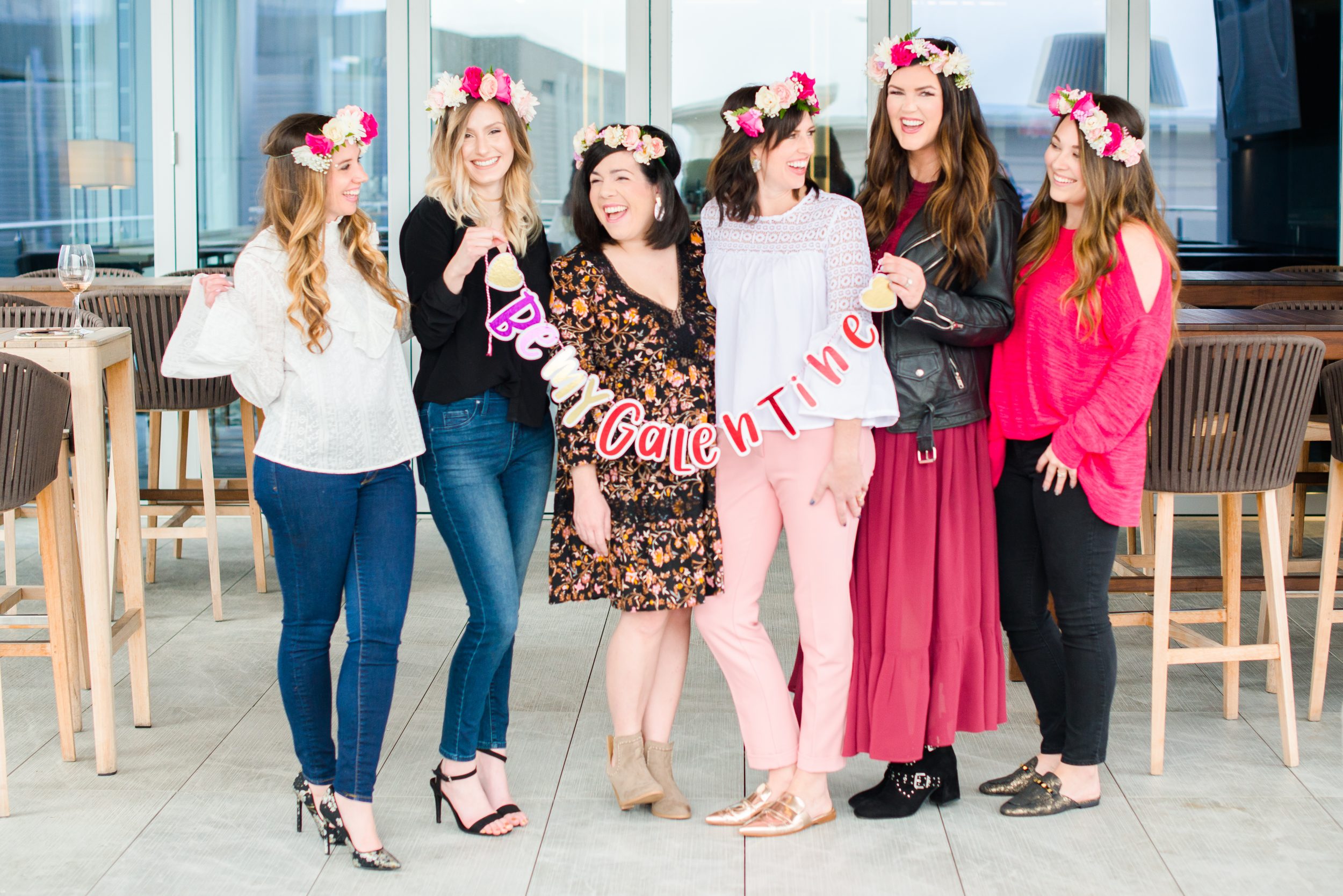 Flower Crowns with Petals on the Go | Valentines Day Party at Level7 Roof Top Bar at the AC Hotel | North Carolina fashion and lifestyle bloggers