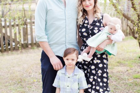 North Carolina fashion and lifestyle blogger and writer Jessica Linn in Valentine Fields Farm in Knightdale NC. Spring and Easter family photography by Hayley Gastiger a local North Carolina photographer.