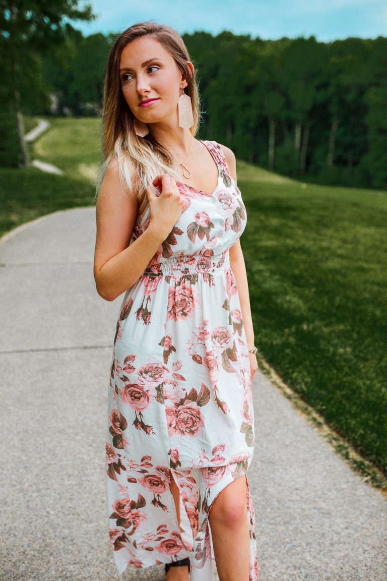 Elegant Summer Fashion | Romantic Rose Print Maxi Sun Dress