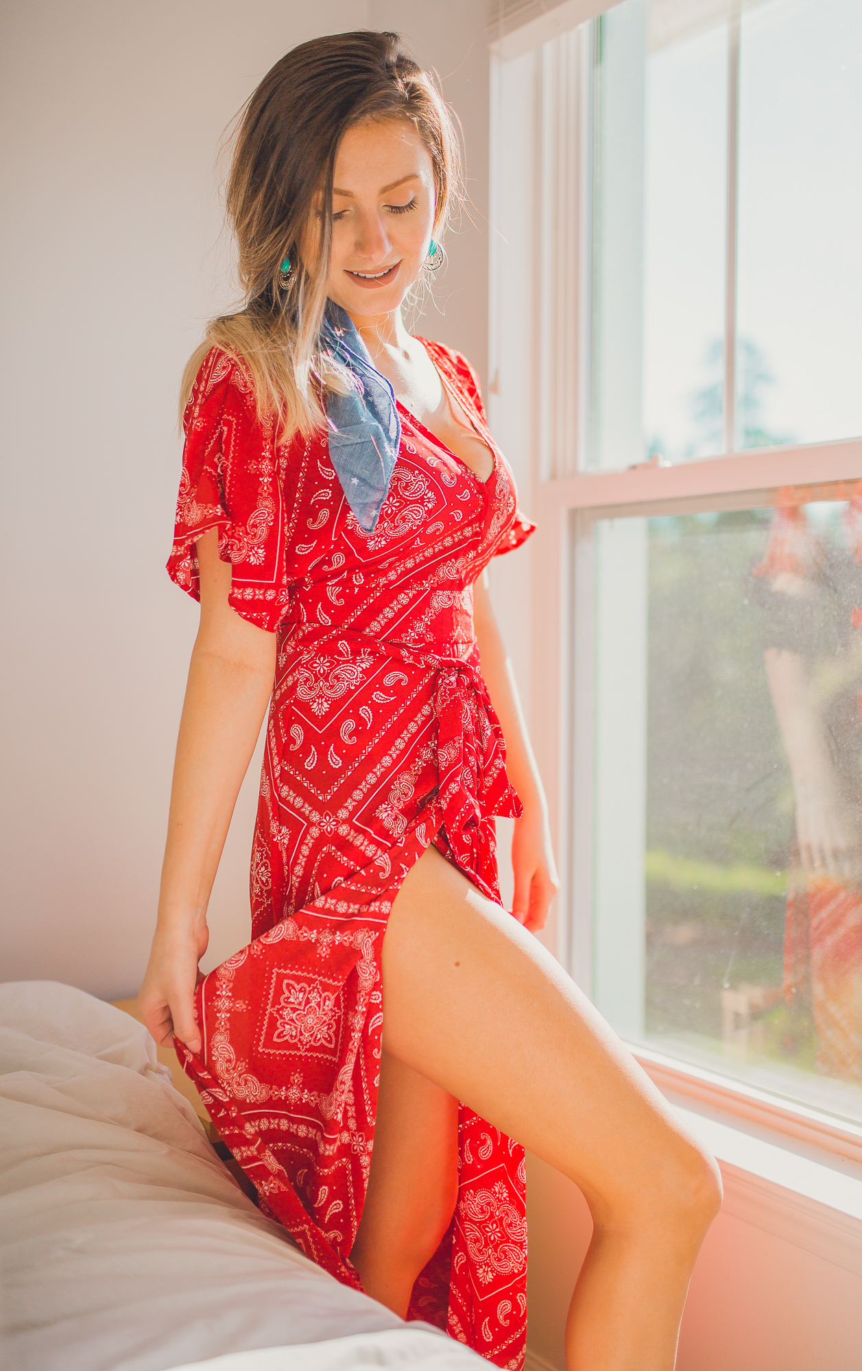 Red Bandana Maxi Dress from Forever21. Styled by Fashion and lifestyle blogger Jessica Linn.