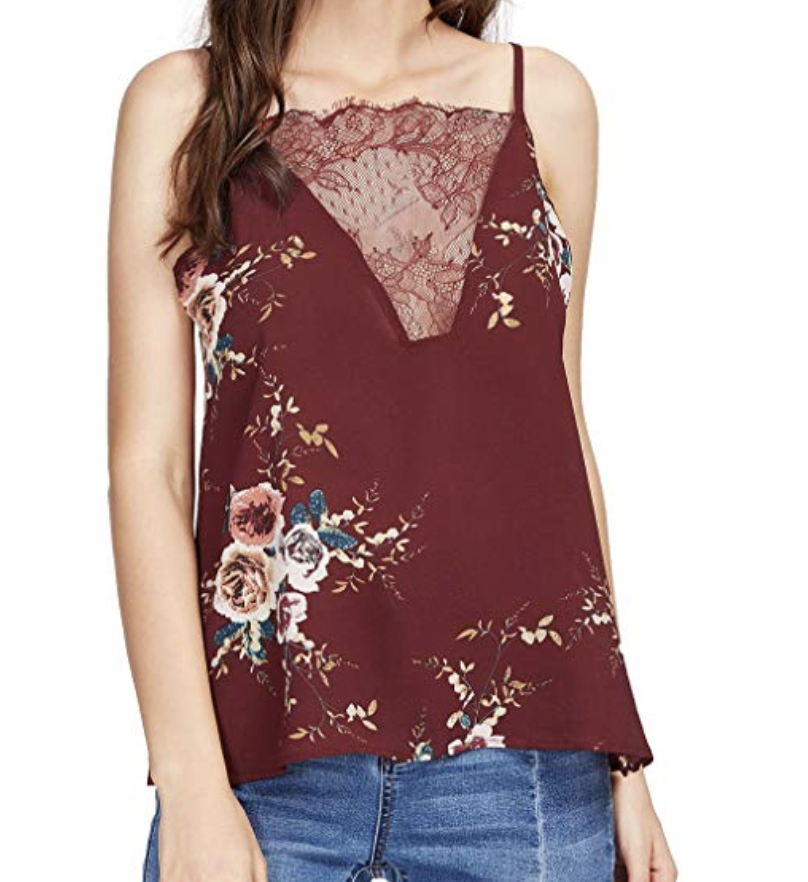 Amazon Fashion Finds | All $20 Or Less Burgundy lace camisole