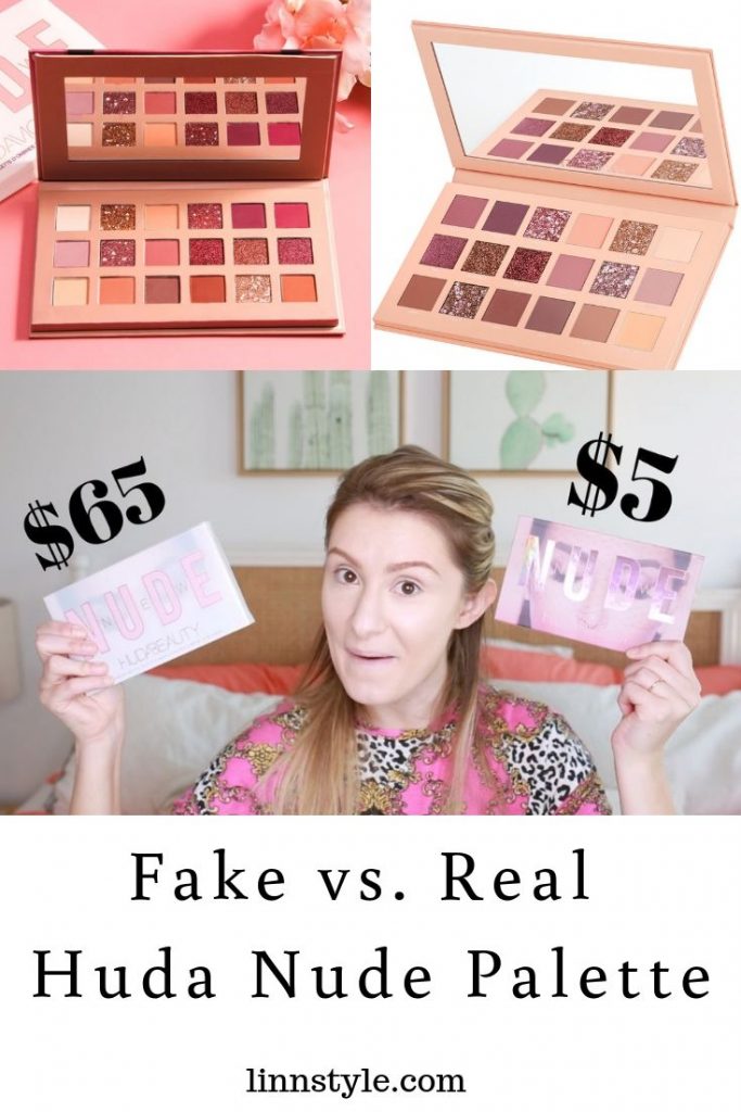 Fake vs. Real Huda Beauty Nude Palette review and comparison by North Carolina blogger Jessica Linn