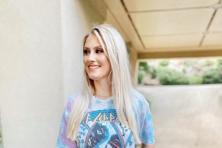 Graphic Tees You Need In Your Closet! Linn Style by Jessica Linn. North Carolina fashion blogger Jessica Linn is wearing a tie dye Def Leppard graphic t shirt from Target and Spanx Faux Leather Legging. Casual affordable outfit