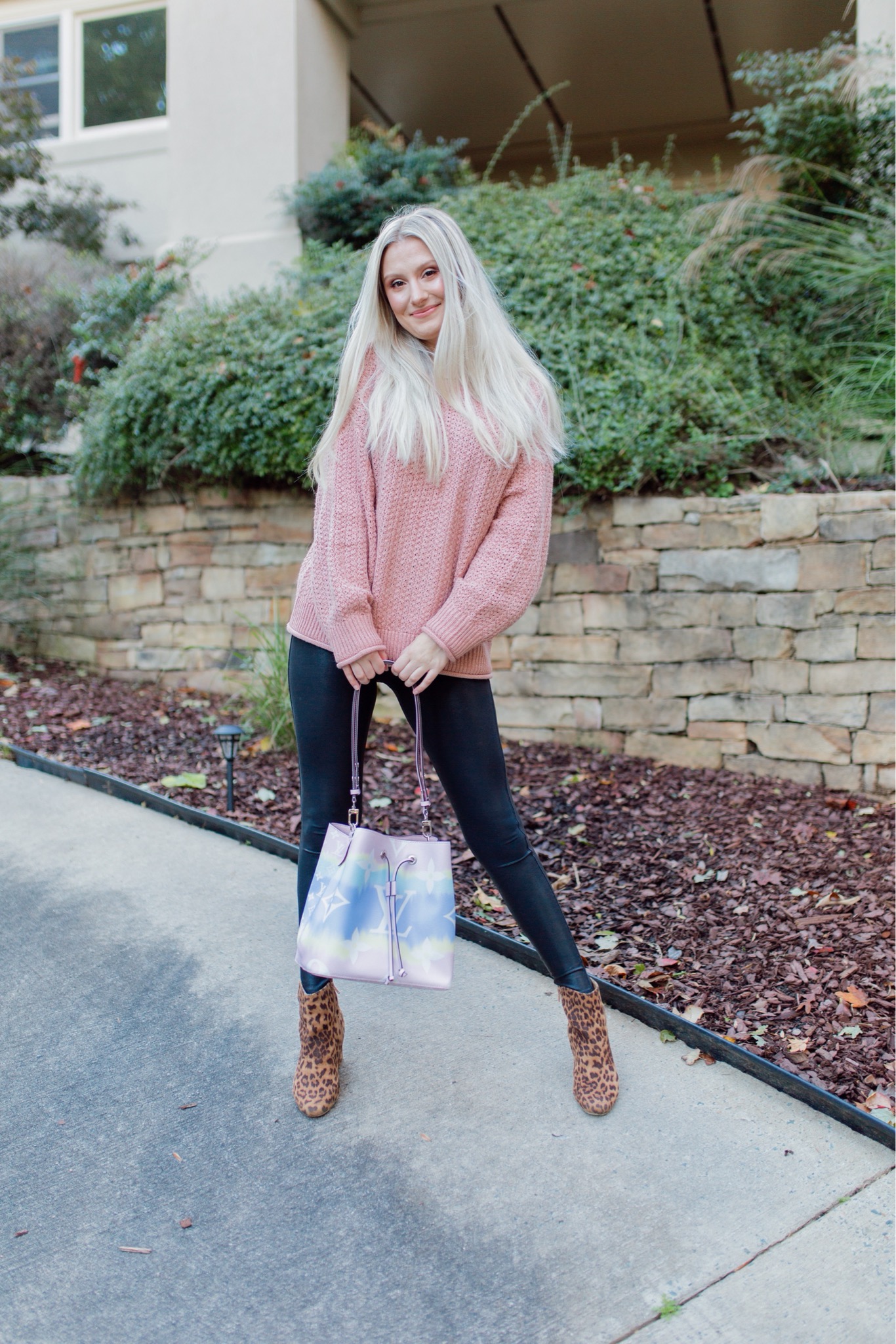 Outfit Ideas With Faux Leather Leggings - Blushing Rose Style Blog