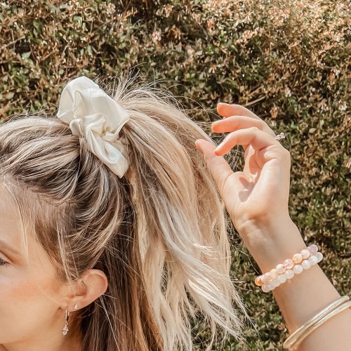 10 Ways To Save Your Hair & Make It Healthier by Jessica Linn Crystal infused satin scrunchie